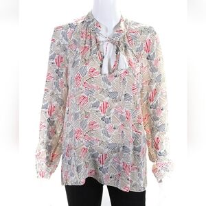 Derek Lam 10 Crosby Cream Printed Silk Top ,M, EUC